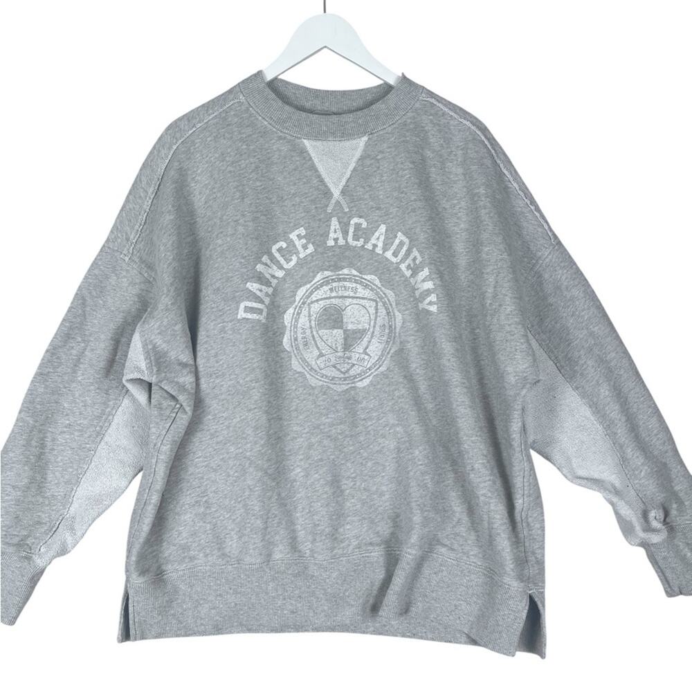 Aerie Big Chill Crew Sweatshirt Women Medium Dance Academy Grey Fleece Oversized